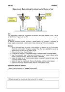 Latent heat of fusion experiment worksheet - GCSE | Teaching Resources