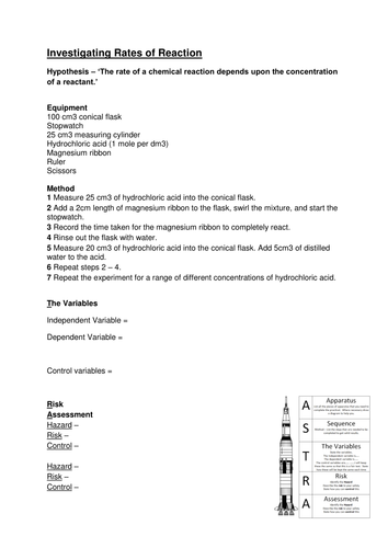 Investigating Rate of Reactions | Teaching Resources