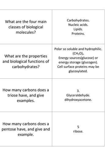 Revision of Biochemistry Biological Molecules Editable.