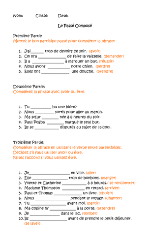 Le passé composé en français + exos et réponses / The perfect tense in French (New) with answers