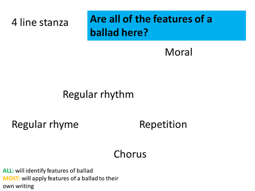 Ballads KS3 low ability differentiated resources Hillsborough Charlotte ...