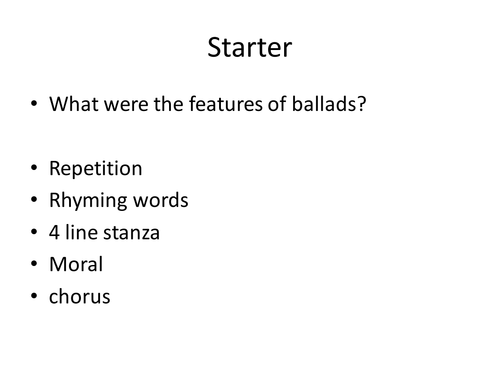 Ballads KS3 low ability differentiated resources Hillsborough Charlotte ...