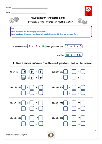  Multiplication And Division Inverse Operations Teaching Resources