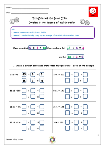 multiplication and division inverse operations teaching resources