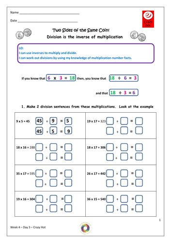 multiplication and division inverse operations teaching resources