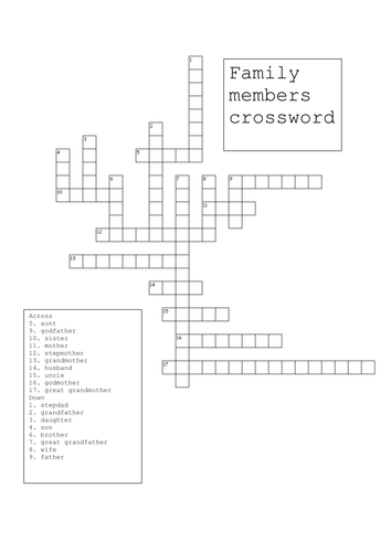 French family members crossword Teaching Resources