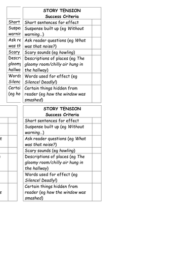 Success Criteria - Adding tension