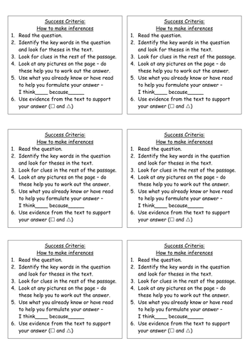 Success Criteria - How to make inferences