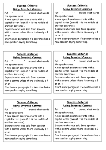 Success Criteria - using inverted commas