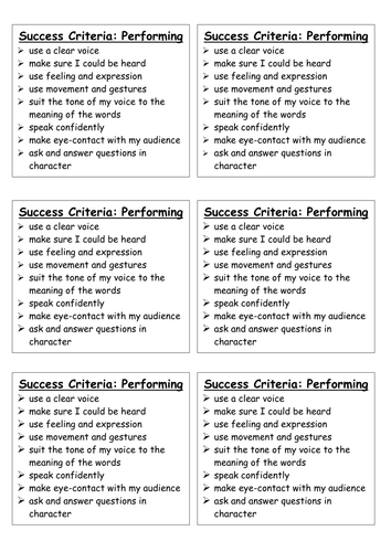 Success Criteria - performing
