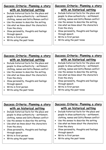 Success Criteria - planning