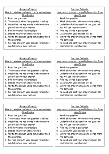 Success criteria - retrieve and record information