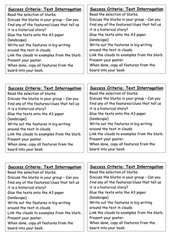 Success Criteria - text interrogation