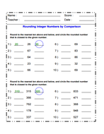 Rounding Integer Numbers by Comparison | Teaching Resources