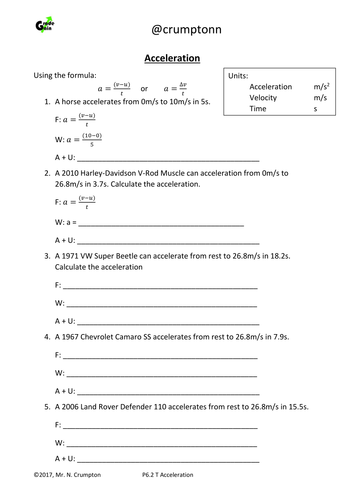 GCSE Physics - Acceleration calculations