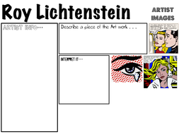  Pop  Art  Roy Litchtenstien worksheets Teaching Resources