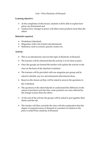 IGCSE Economics - Price Elasticity of Demand