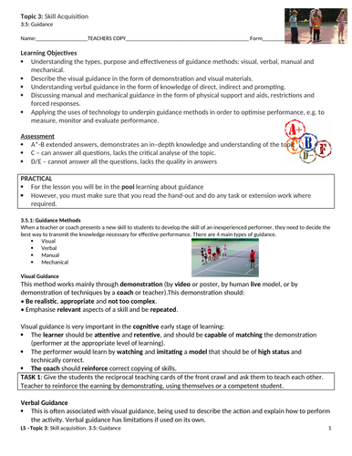 a level pe coursework specification