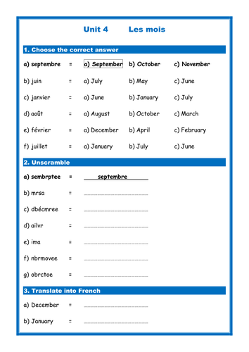 year 7 french homework booklet