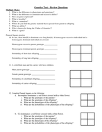 Genetics: Test, Review Questions, and Answer Keys | Teaching Resources