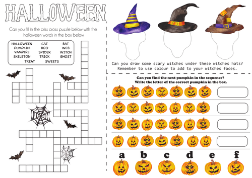 Halloween Activity sheets - Set of 2