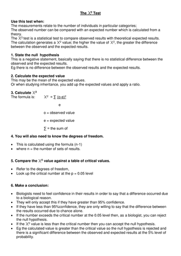 Maths skills in A level biology (statistics)