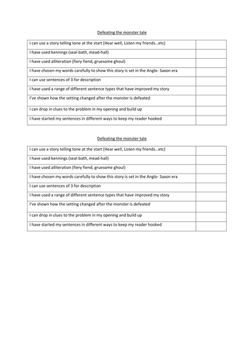 Beowulf planning Year 5/6- defeating the monster tale | Teaching Resources