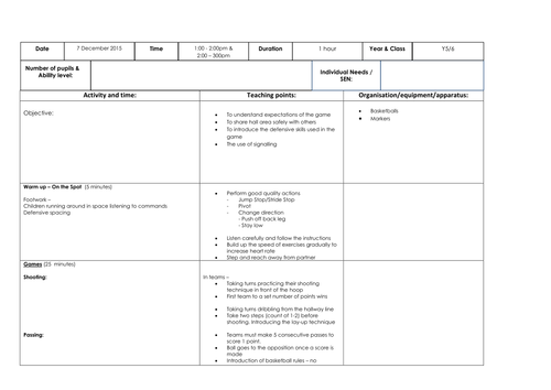 Basketball Lesson Plans (OFSTED Approved) | Teaching Resources