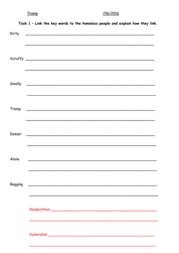 Tramp - Low Ability Worksheet