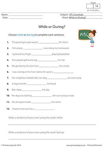 English Worksheet - While or During? | Teaching Resources