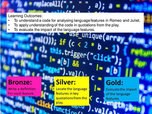 Romeo and Juliet: code for exploring language features