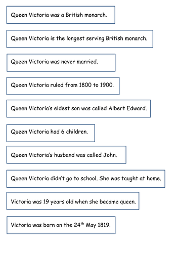 A selection of true and false statements about Queen Victoria