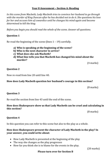 KS3 English Reading/Writing Assessments | Teaching Resources