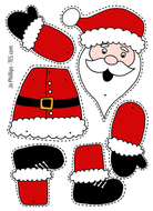 Christmas - Colour, cut, pin and play - 6 designs - PRECOLOURED & BLANK ...