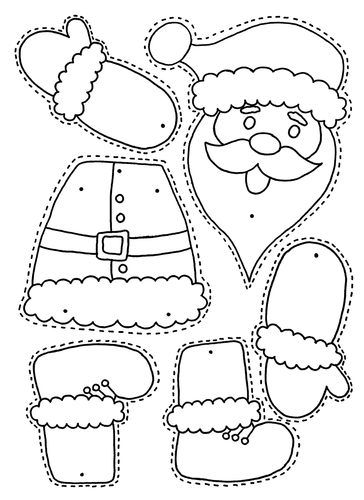 Christmas - Colour, cut, pin and play - 6 designs - PRECOLOURED & BLANK ...