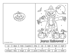 French Happy Halloween color by number cards - Joyeux Halloween ...
