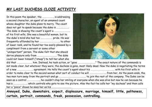 How to teach My Last Duchess