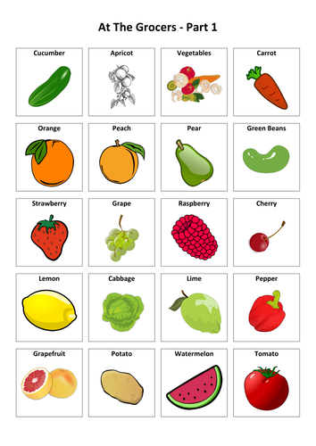 At The Grocers: Spanish Vocabulary Card Sort | Teaching Resources