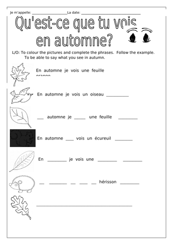 FRENCH - FALL - EN AUTOMNE JE VOIS... | Teaching Resources