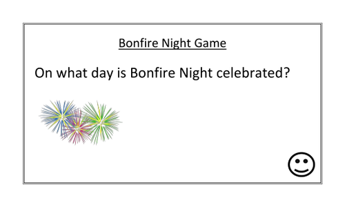 Bonfire Night Quiz cards