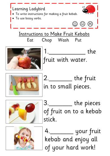 Bossy Verbs Instruction Writing How To Make Fruit Kebabs Teaching 