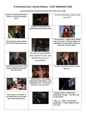 A Christmas Carol PLOT SEQUENCE Task (uses Patrick Stewart film version) by lesley1264 ...