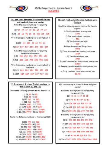 Maths Targets | Teaching Resources