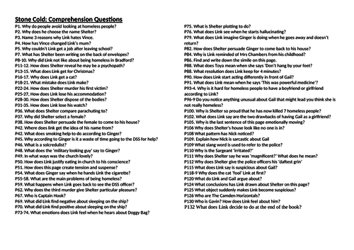 Stone Cold comprehension questions