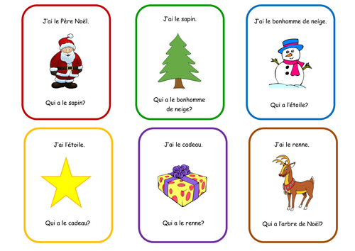 FRENCH - CHRISTMAS - PARLONS DE NOËL - J'ai... ~  Qui a...? - Game