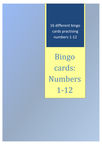 French basics - sets of bingo cards for listening and reading recognition of numbers up to 20