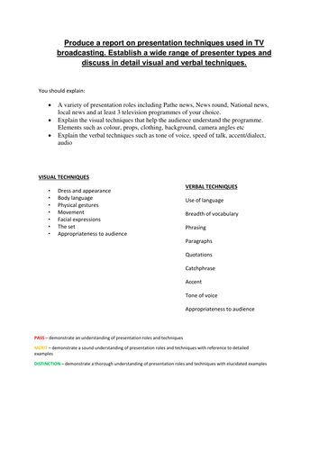 Media studies Presentation technqiues - TV presenting Radio presenting ...