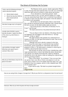 GCSE 'A Christmas Carol' worksheet with questions to annotate the meaning of the three spirits