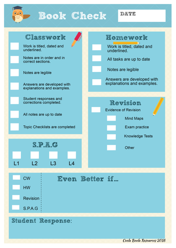 Book Check/ Folder Check sheet