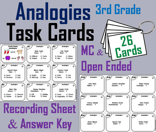 Analogies Task Cards - 3rd Grade